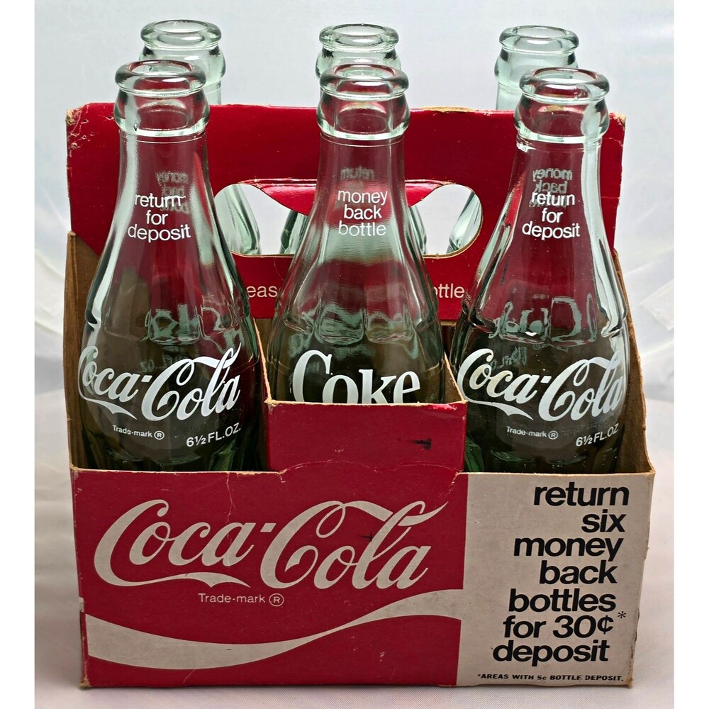 Vtg Coca Cola 6 Pack Cardboard Carrier Glass Bottles Rare Avon Park FL Minden LA